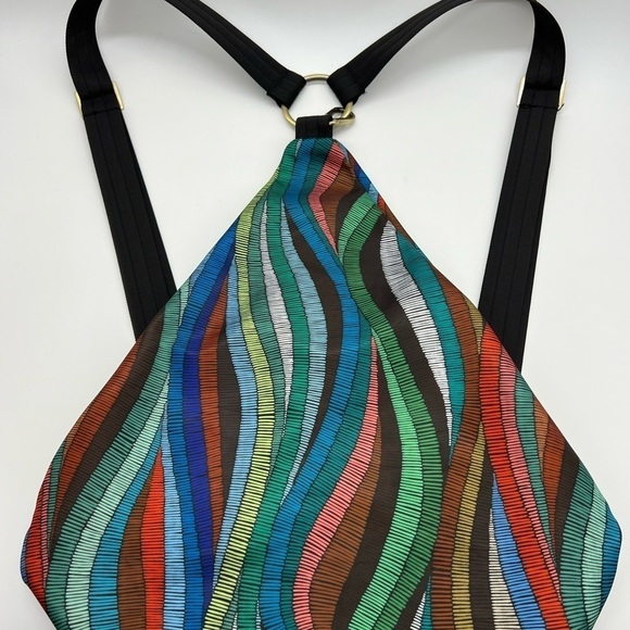 BLACK BUTTERFLY COLORFUL ABSTRACT PATTERN SMALL BACKPACK PURSE - Picture 10 of 16